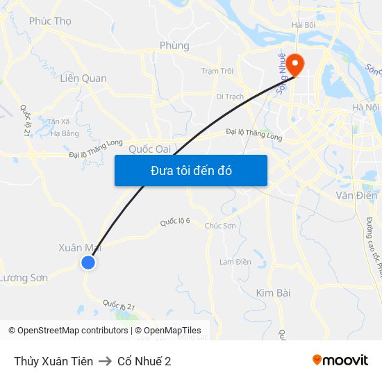 Thủy Xuân Tiên to Cổ Nhuế 2 map