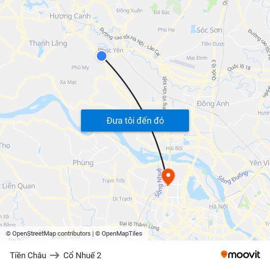 Tiền Châu to Cổ Nhuế 2 map