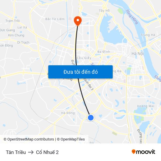 Tân Triều to Cổ Nhuế 2 map