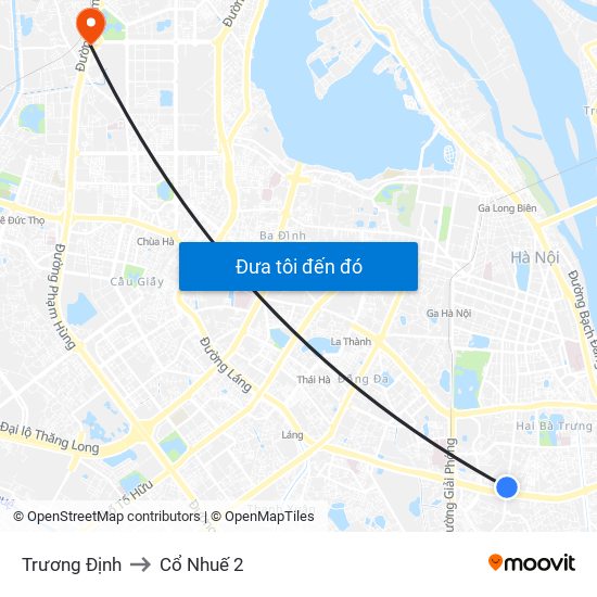 Trương Định to Cổ Nhuế 2 map