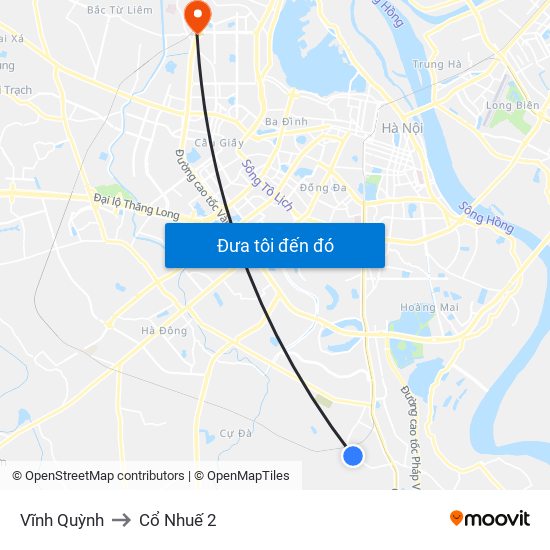 Vĩnh Quỳnh to Cổ Nhuế 2 map