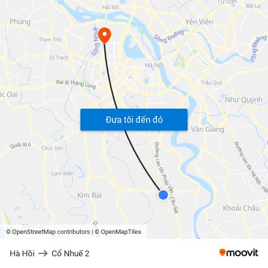 Hà Hồi to Cổ Nhuế 2 map