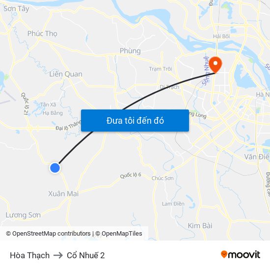 Hòa Thạch to Cổ Nhuế 2 map