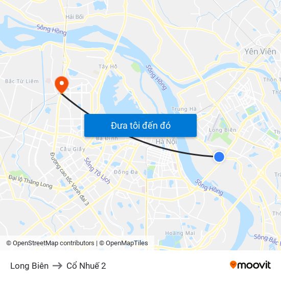 Long Biên to Cổ Nhuế 2 map