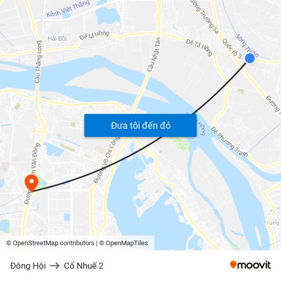 Đông Hội to Cổ Nhuế 2 map