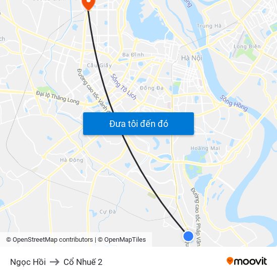 Ngọc Hồi to Cổ Nhuế 2 map