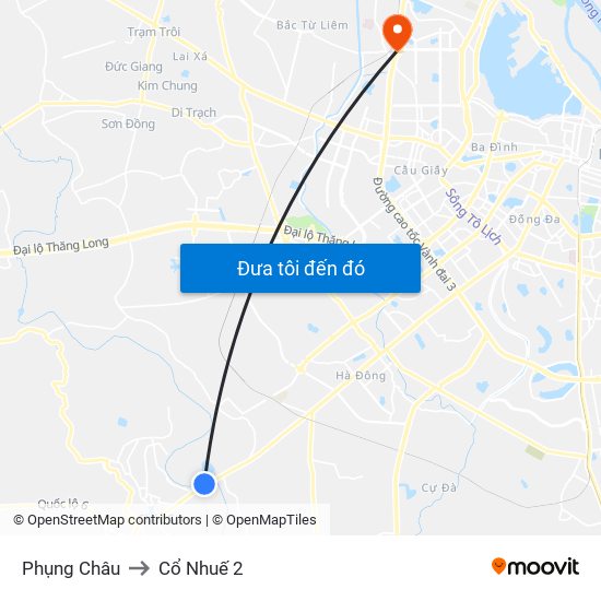 Phụng Châu to Cổ Nhuế 2 map