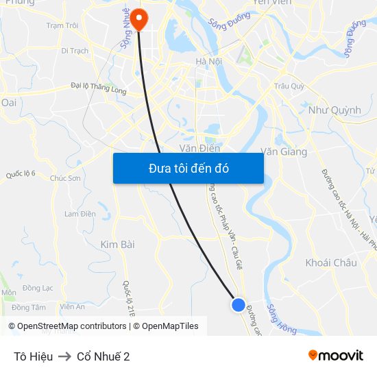 Tô Hiệu to Cổ Nhuế 2 map