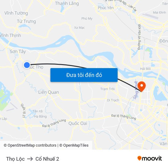 Thọ Lộc to Cổ Nhuế 2 map