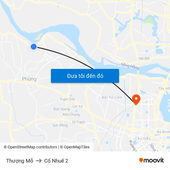 Thượng Mỗ to Cổ Nhuế 2 map