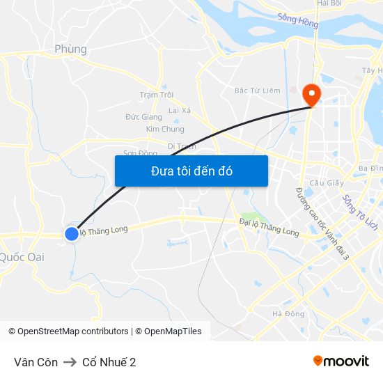 Vân Côn to Cổ Nhuế 2 map