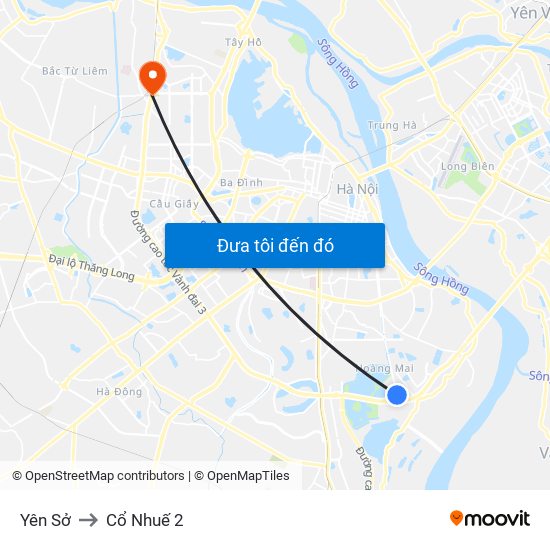 Yên Sở to Cổ Nhuế 2 map