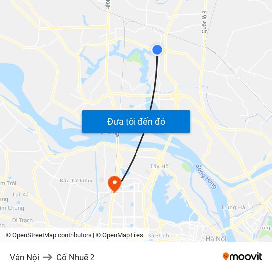 Vân Nội to Cổ Nhuế 2 map