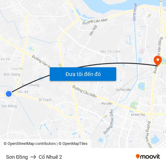 Sơn Đồng to Cổ Nhuế 2 map