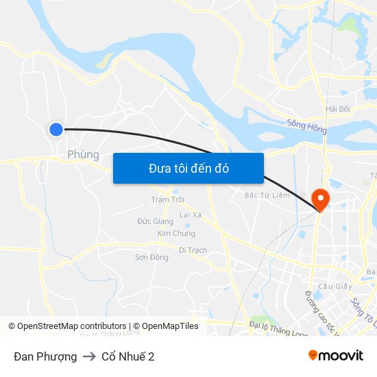 Đan Phượng to Cổ Nhuế 2 map