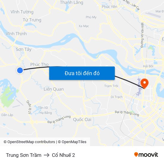 Trung Sơn Trầm to Cổ Nhuế 2 map