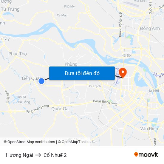 Hương Ngải to Cổ Nhuế 2 map