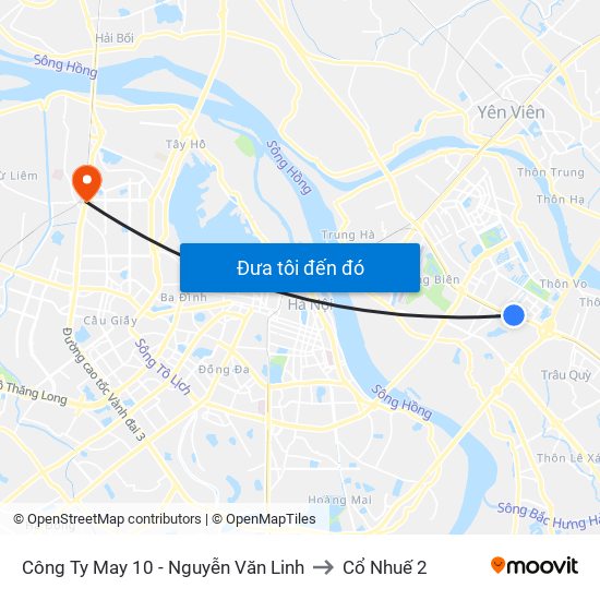Công Ty May 10 - Nguyễn Văn Linh to Cổ Nhuế 2 map