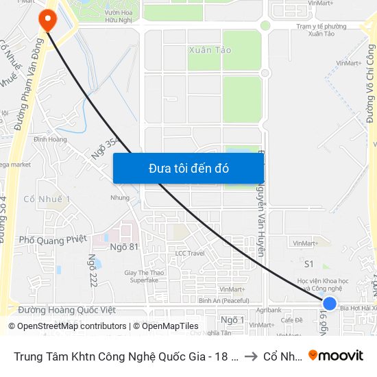 Trung Tâm Khtn Công Nghệ Quốc Gia - 18 Hoàng Quốc Việt to Cổ Nhuế 2 map