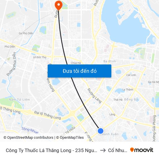 Công Ty Thuốc Lá Thăng Long - 235 Nguyễn Trãi to Cổ Nhuế 2 map