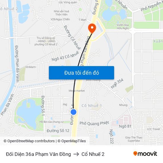 Đối Diện 36a Phạm Văn Đồng to Cổ Nhuế 2 map