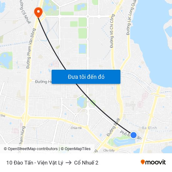 10 Đào Tấn - Viện Vật Lý to Cổ Nhuế 2 map