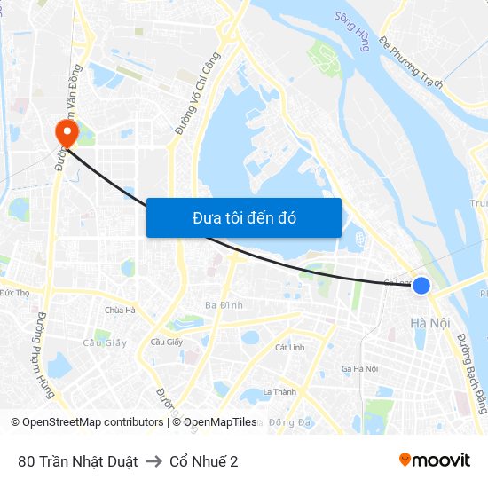 80 Trần Nhật Duật to Cổ Nhuế 2 map