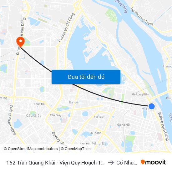 162 Trần Quang Khải - Viện Quy Hoạch Thủy Lợi to Cổ Nhuế 2 map