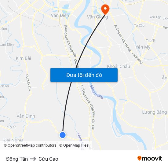 Đồng Tân to Cửu Cao map