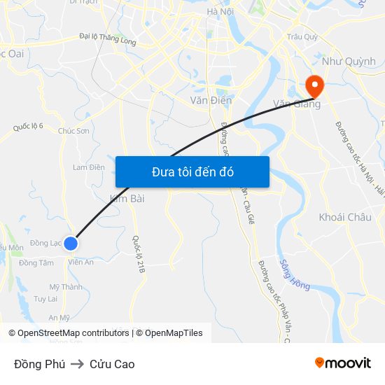 Đồng Phú to Cửu Cao map