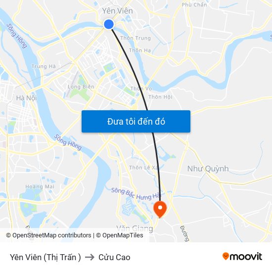 Yên Viên (Thị Trấn ) to Cửu Cao map