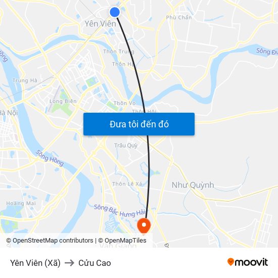 Yên Viên (Xã) to Cửu Cao map