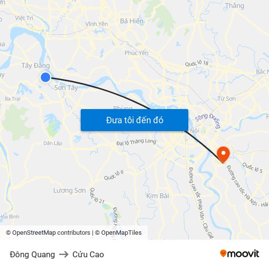 Đông Quang to Cửu Cao map