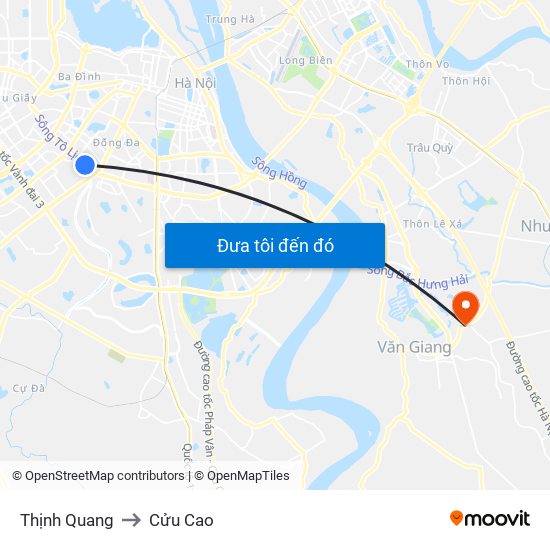 Thịnh Quang to Cửu Cao map