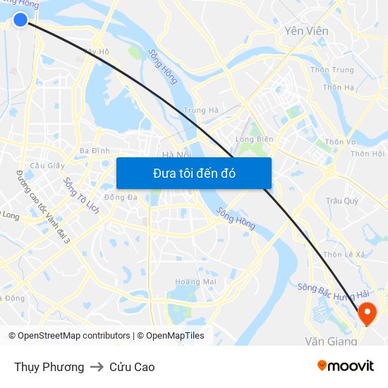Thụy Phương to Cửu Cao map