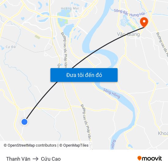 Thanh Văn to Cửu Cao map