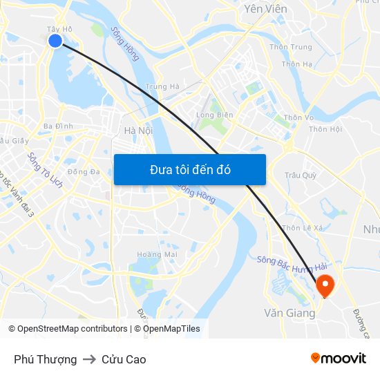 Phú Thượng to Cửu Cao map