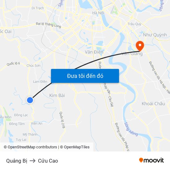 Quảng Bị to Cửu Cao map