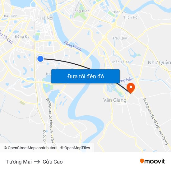 Tương Mai to Cửu Cao map