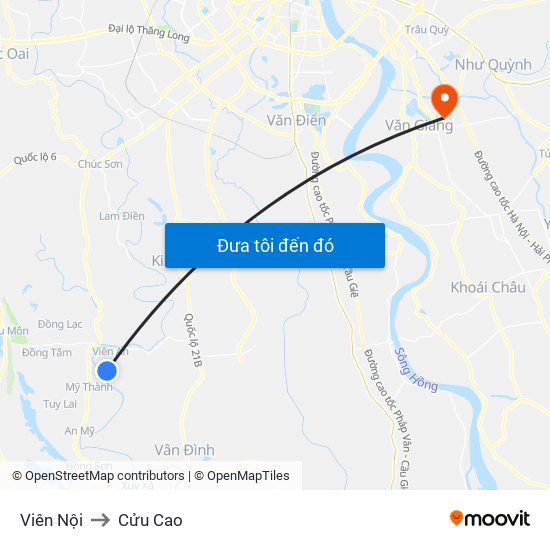 Viên Nội to Cửu Cao map