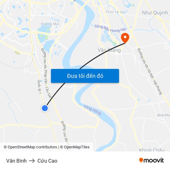 Văn Bình to Cửu Cao map
