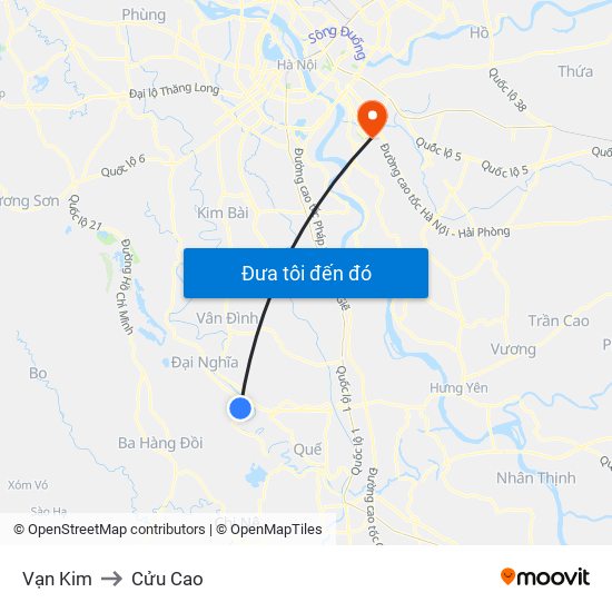 Vạn Kim to Cửu Cao map