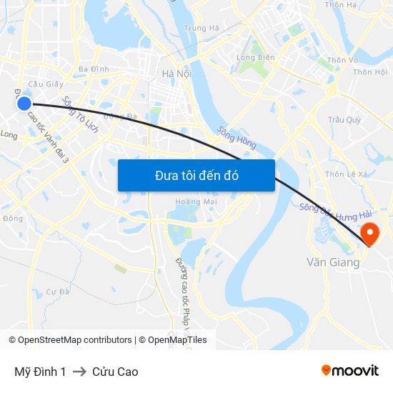 Mỹ Đình 1 to Cửu Cao map