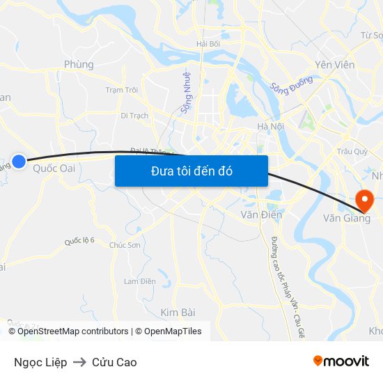 Ngọc Liệp to Cửu Cao map