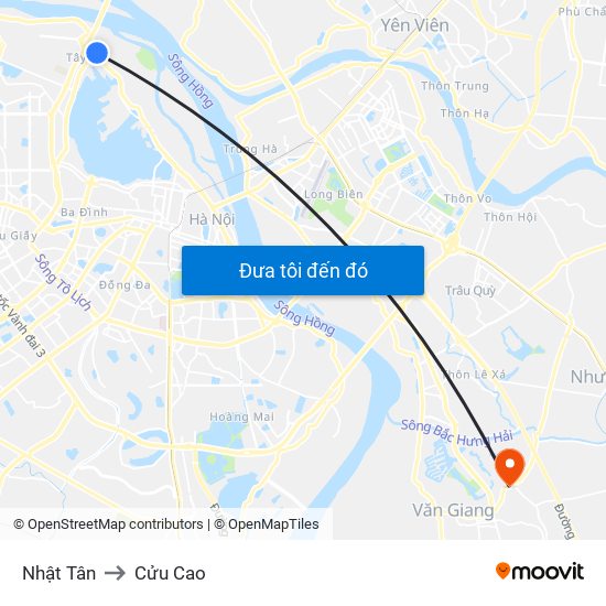 Nhật Tân to Cửu Cao map