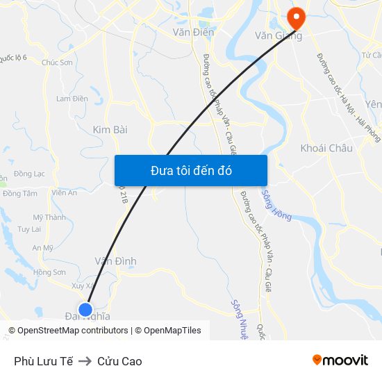 Phù Lưu Tế to Cửu Cao map