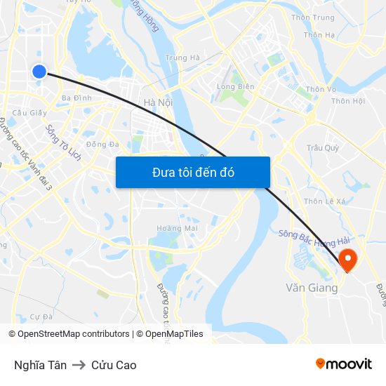 Nghĩa Tân to Cửu Cao map