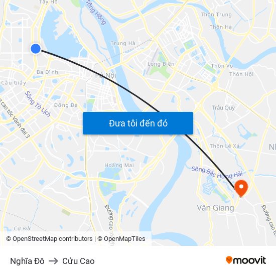 Nghĩa Đô to Cửu Cao map