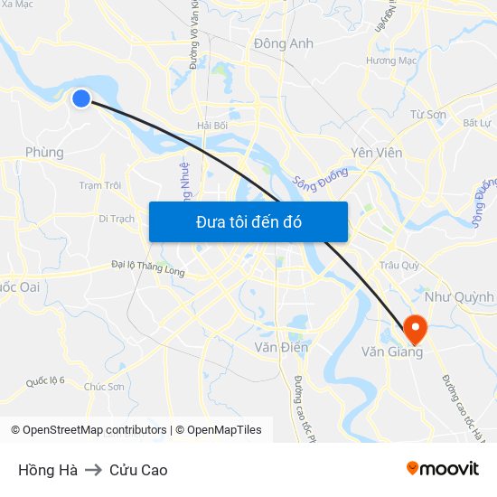 Hồng Hà to Cửu Cao map