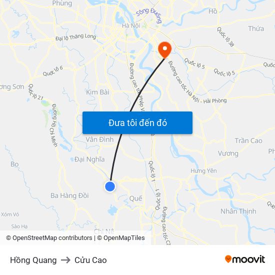 Hồng Quang to Cửu Cao map
